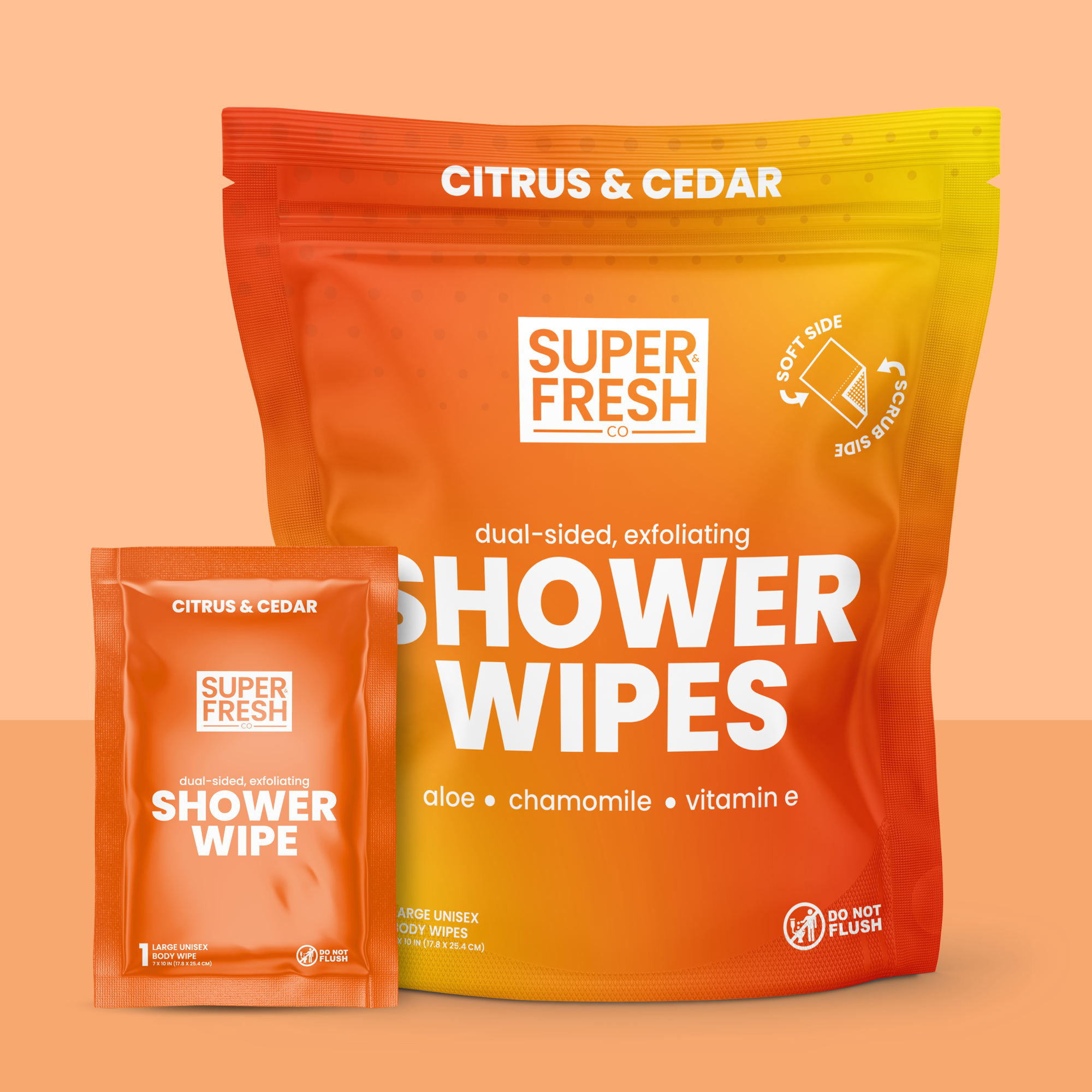 Dual-Sided Body & Shower Wipes – Citrus & Cedar
