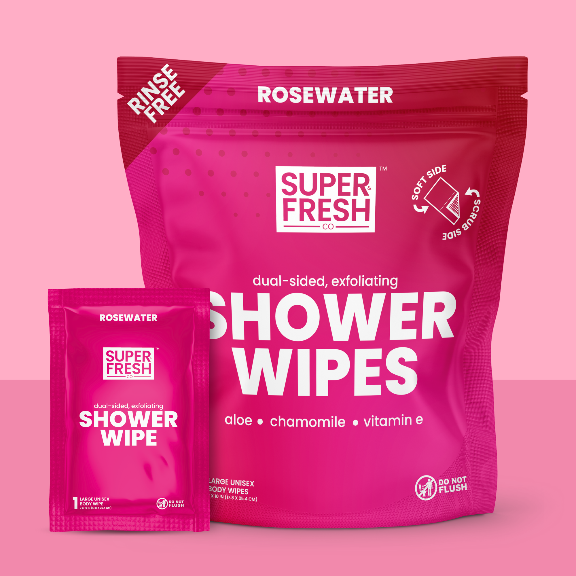 Dual-Sided Body & Shower Wipes – Rosewater