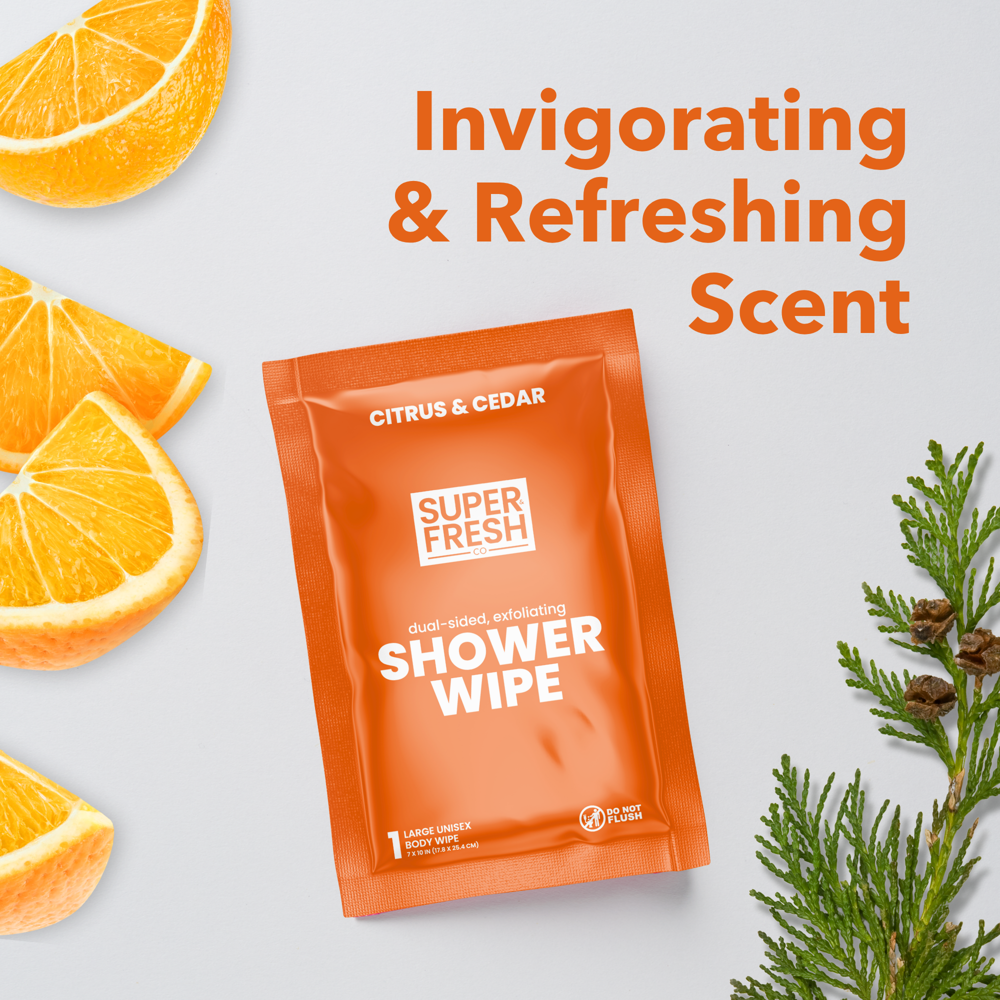 Dual-Sided Body & Shower Wipes – Citrus & Cedar