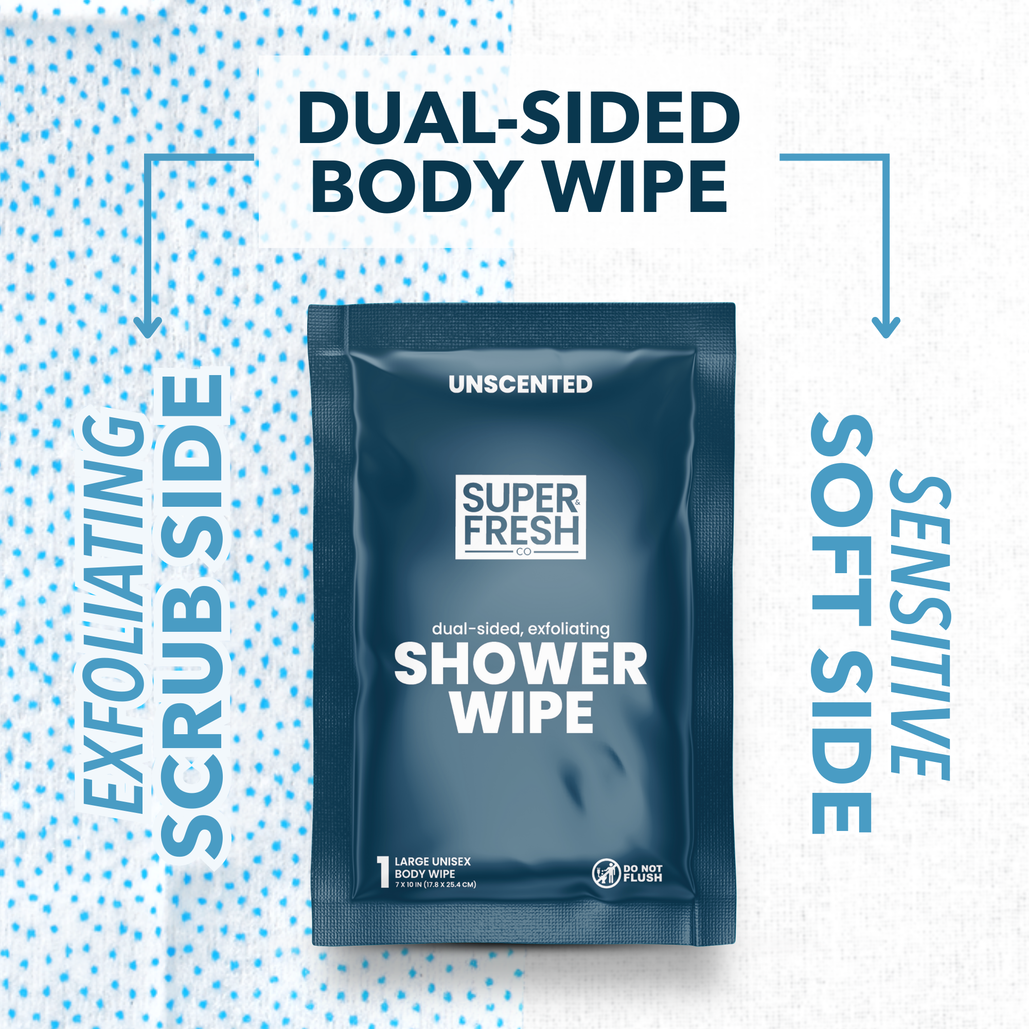 Dual-Sided Body & Shower Wipes – Unscented