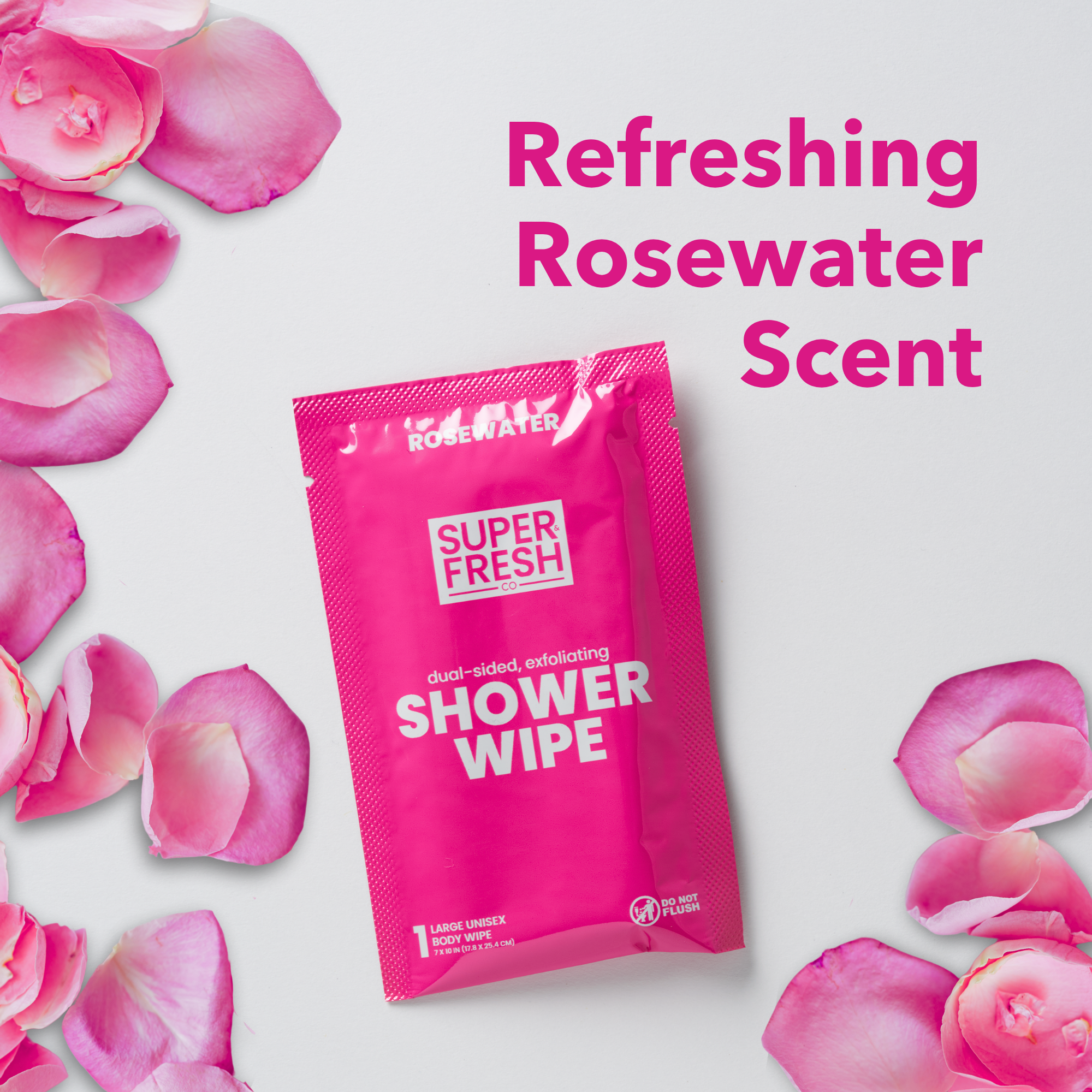 Dual-Sided Body & Shower Wipes – Rosewater