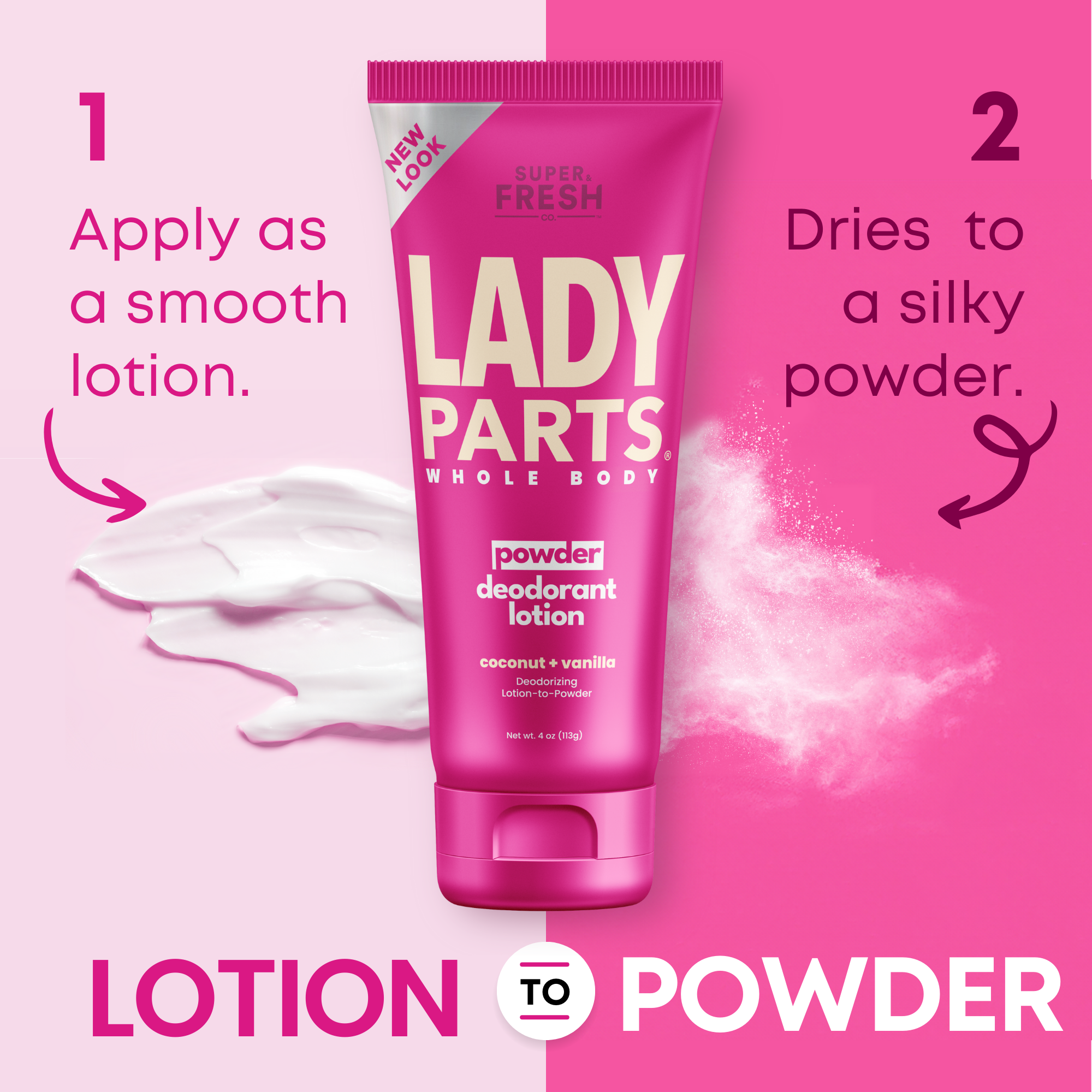 Lady Parts Feminine Hygiene Body Powder Deodorant Lotion For Breasts,  Private Parts, Crotch & Inner Thigh to Stop Odor & Friction - Aluminum Free