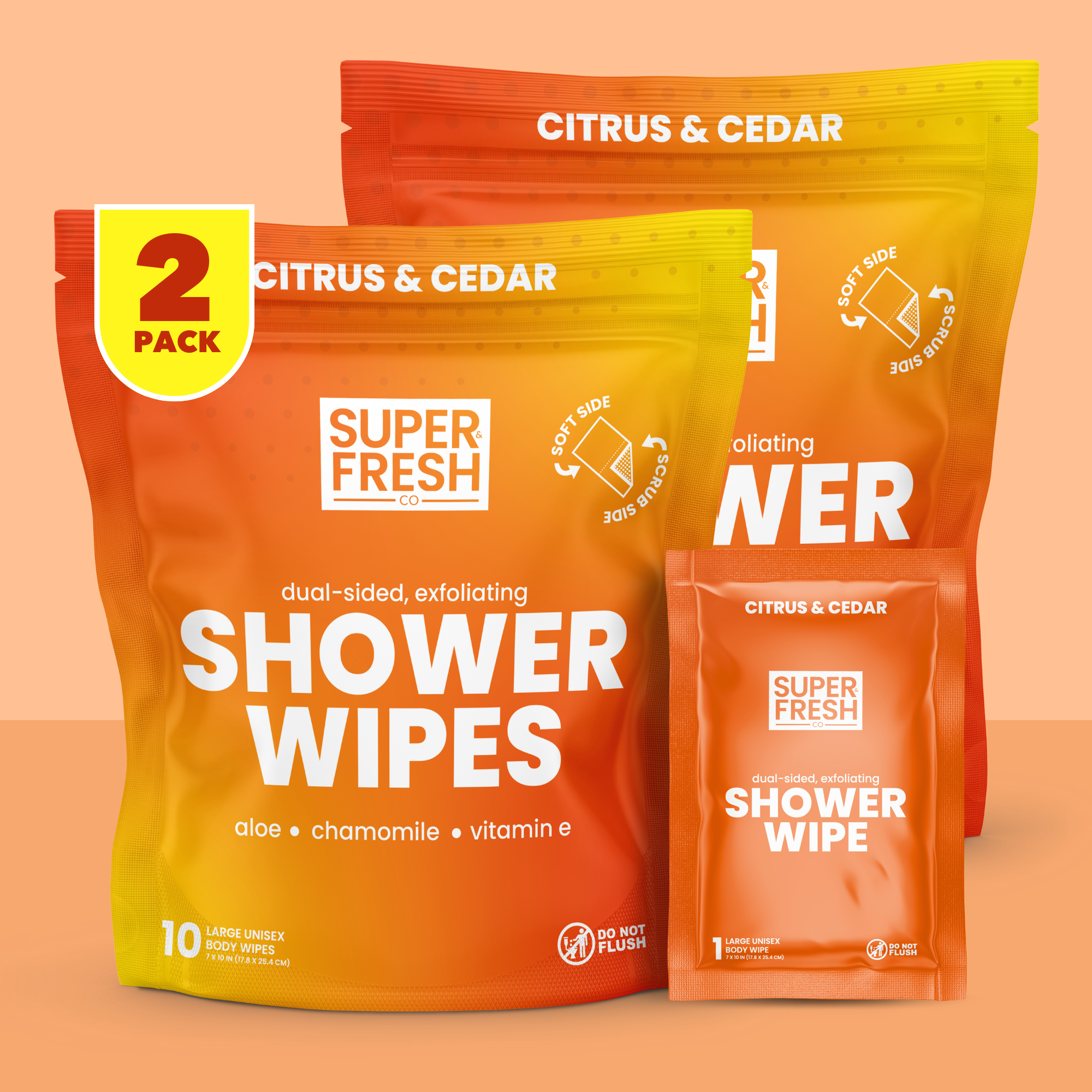 Shower Wipes - Dual-Sided Body Wipes [Citrus & Cedar]