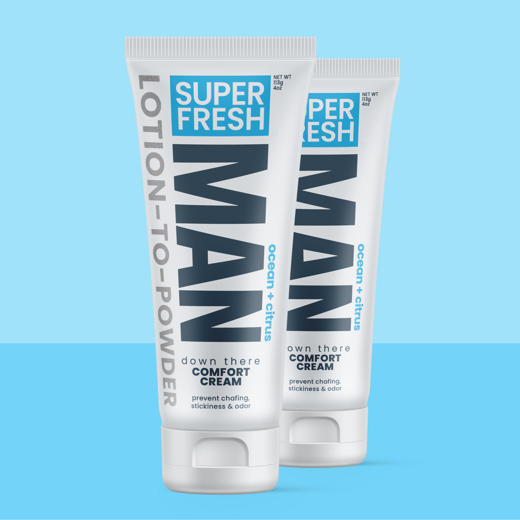 Deodorant & Comfort Cream for Man Parts [Ocean + Citrus] Lotion-to-Powder