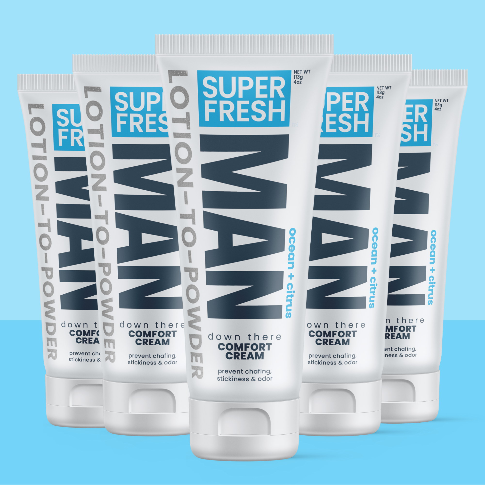 Deodorant & Comfort Cream for Man Parts [Ocean + Citrus] Lotion-to-Powder