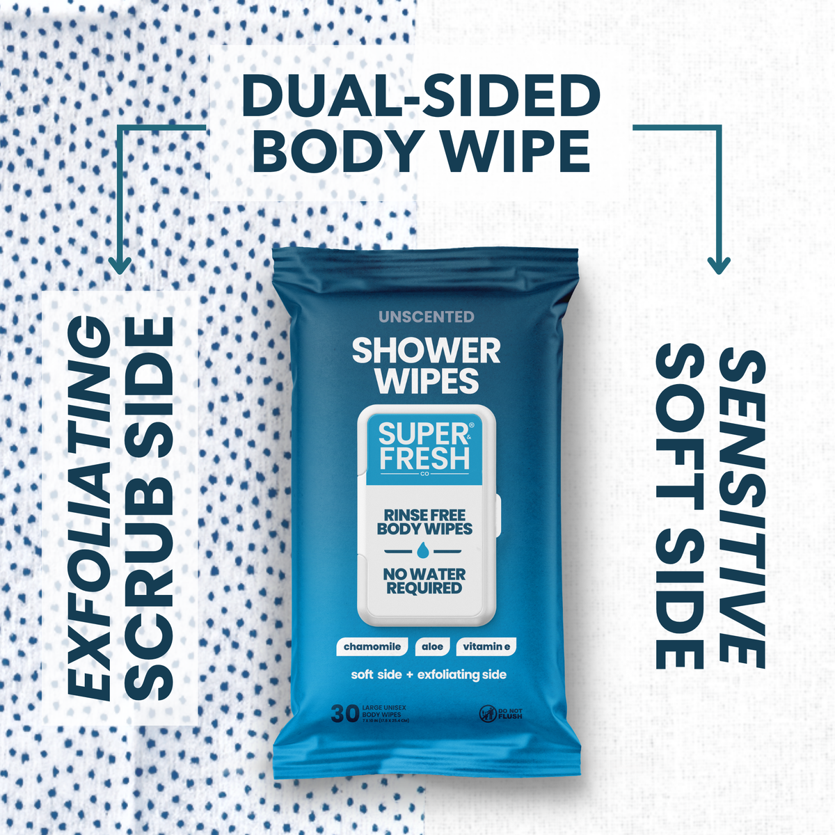 Unscented Shower Wipe Flow Pack - 30 Count