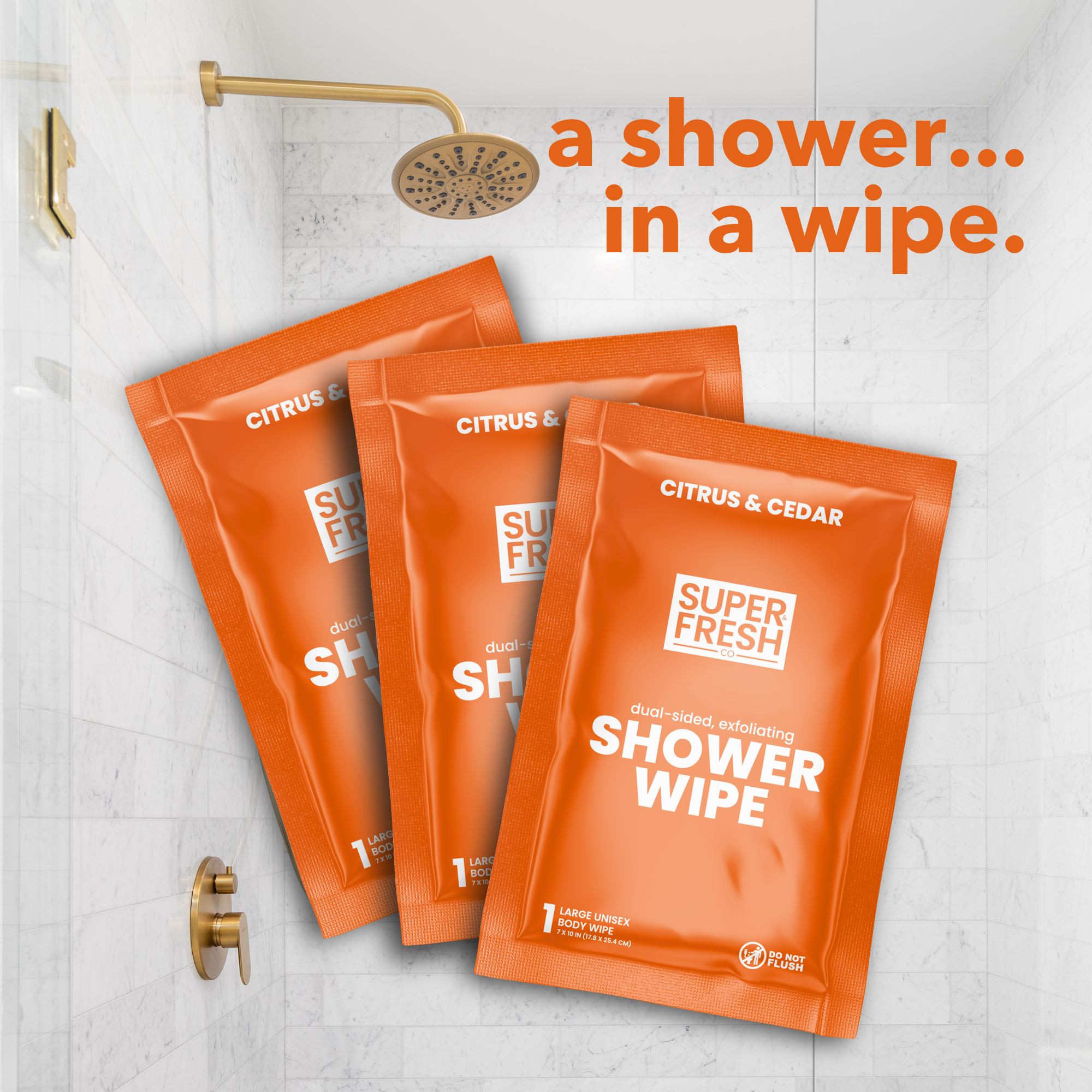 Shower Wipes - Dual-Sided Body Wipes [Citrus & Cedar]