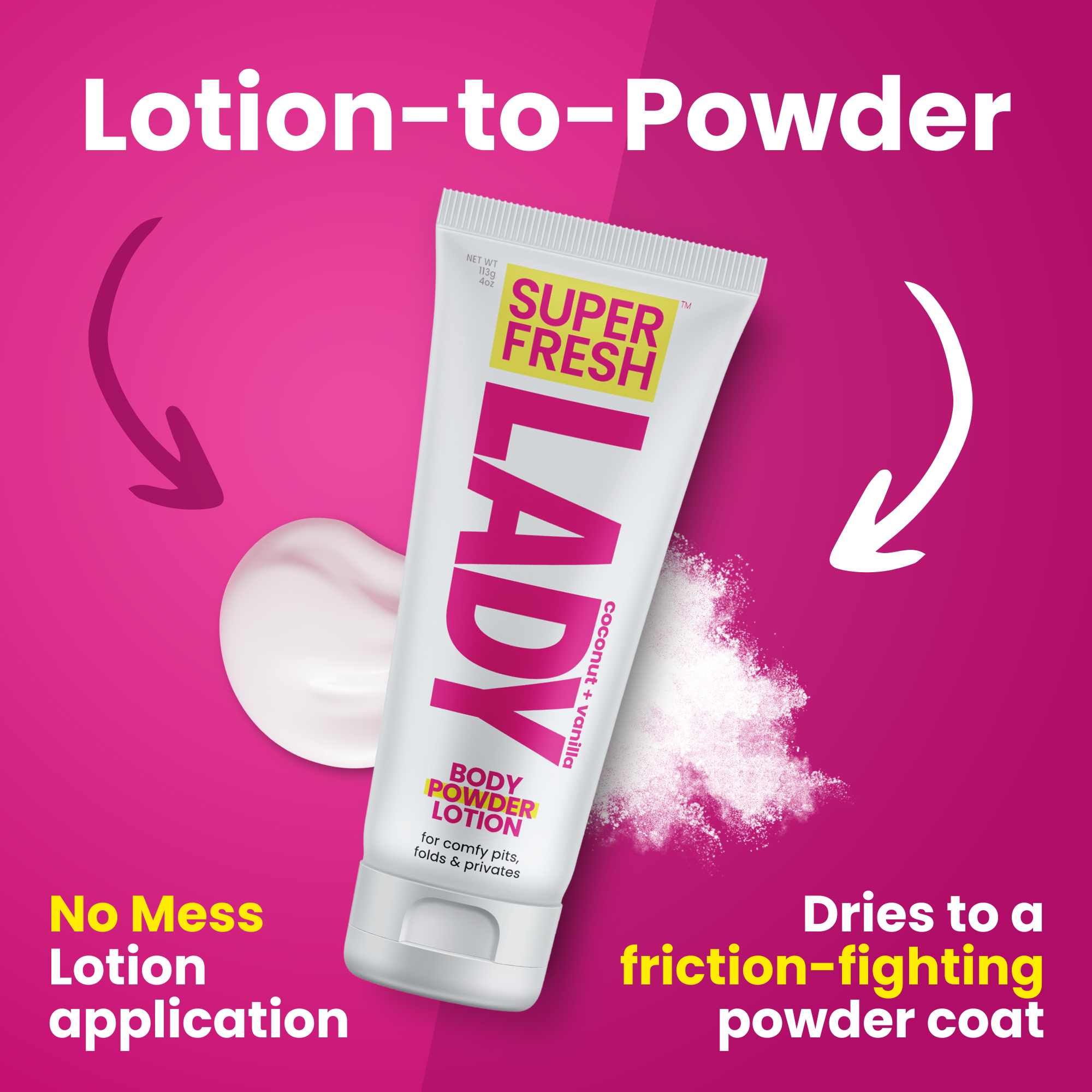Whole Body Deodorant Lotion for Lady Parts [Coco + Vanilla] Lotion-to-Powder