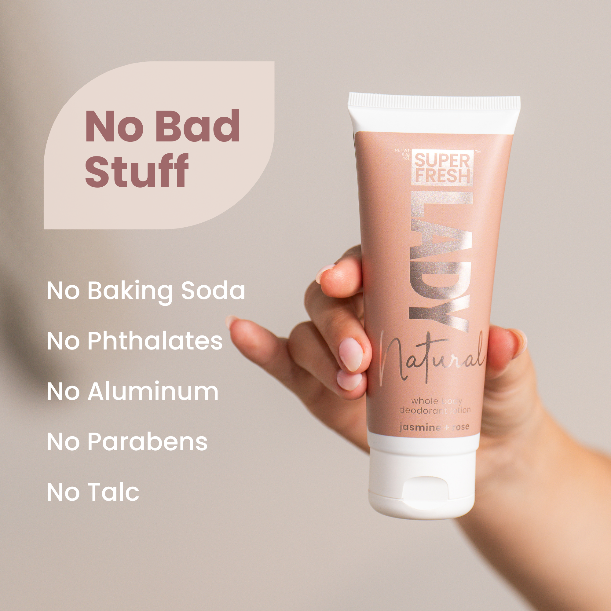 Whole Body Natural Deodorant Lotion for Lady Parts [Jasmine + Rose]