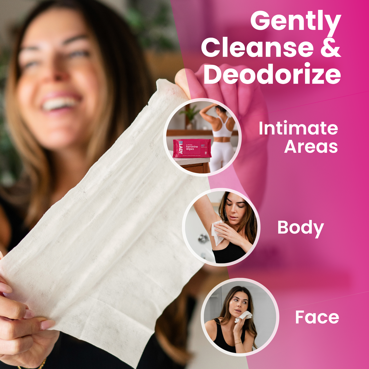 Feminine Wipes for Lady Parts [Jasmine + Rose] - 30 Count Flow Pack