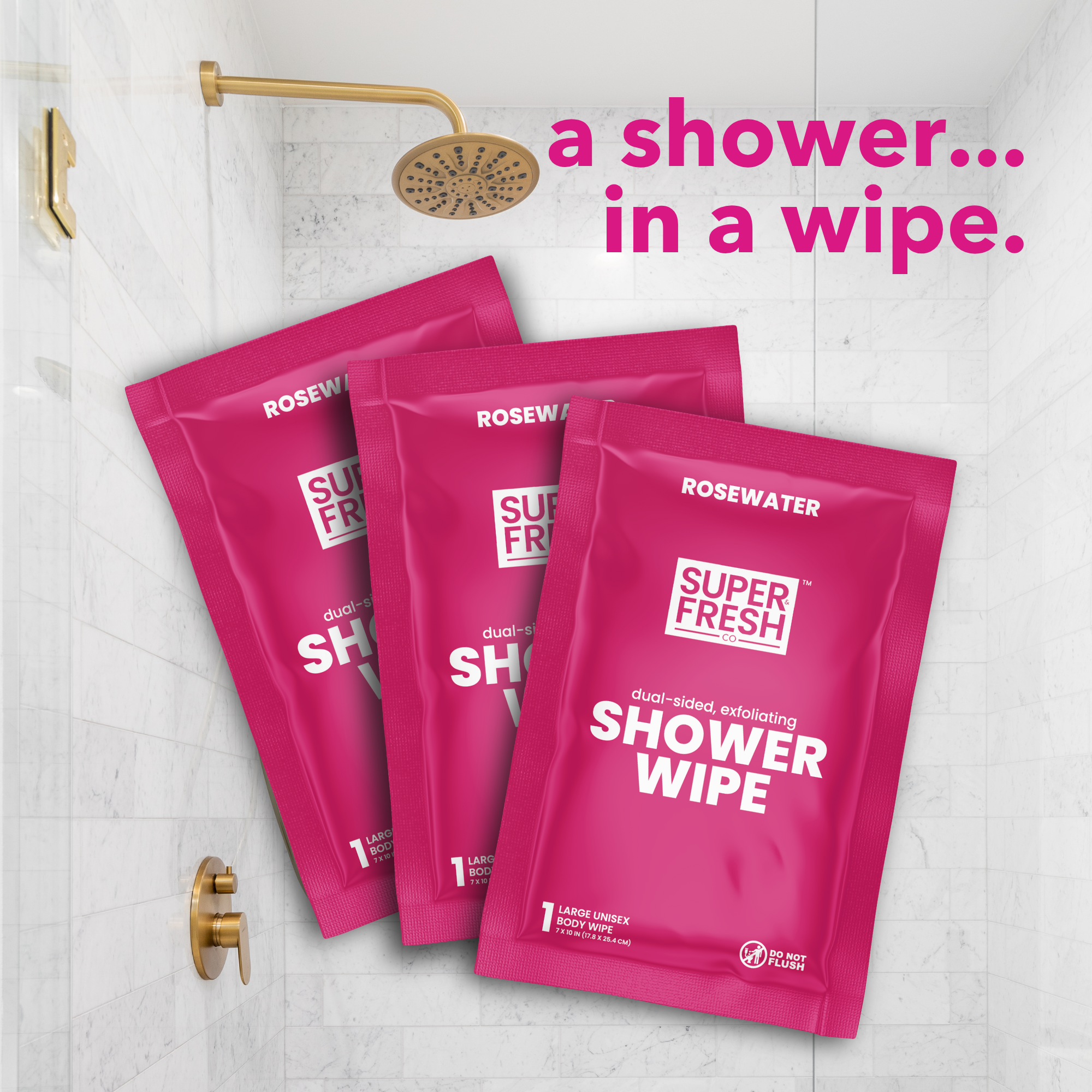 Shower Wipes - Dual-Sided Body Wipes [Rosewater]