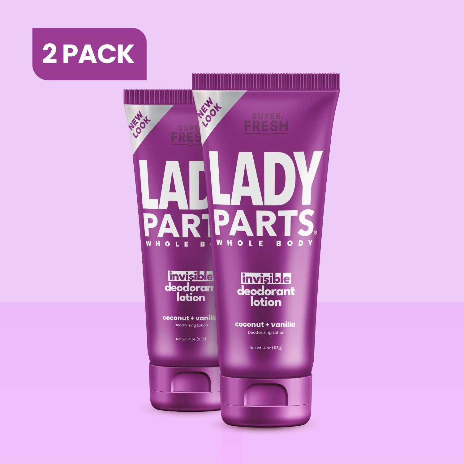 Lady Parts Whole Body Deodorant Lotion - Invisible - 2pk