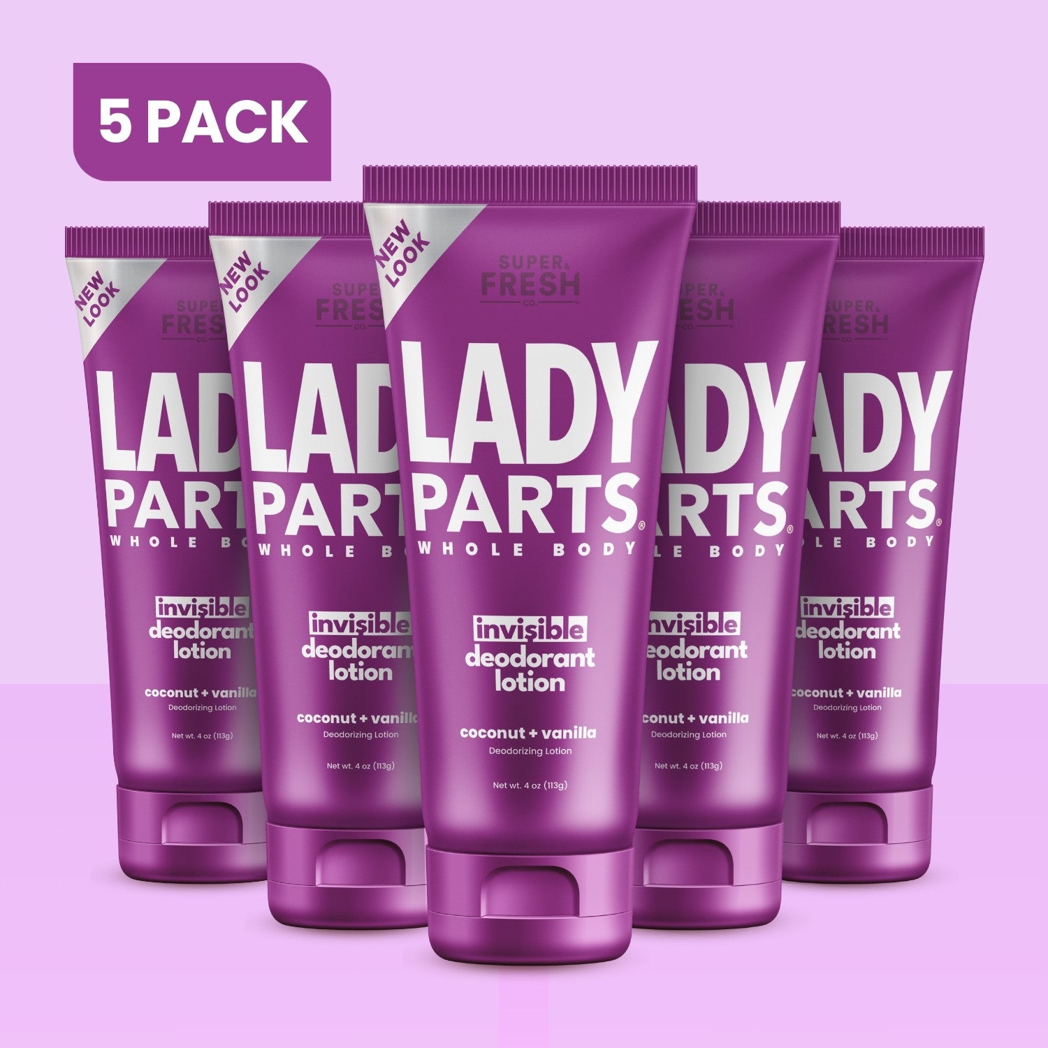 Lady Parts Whole Body Deodorant Lotion - Invisible - 5pk