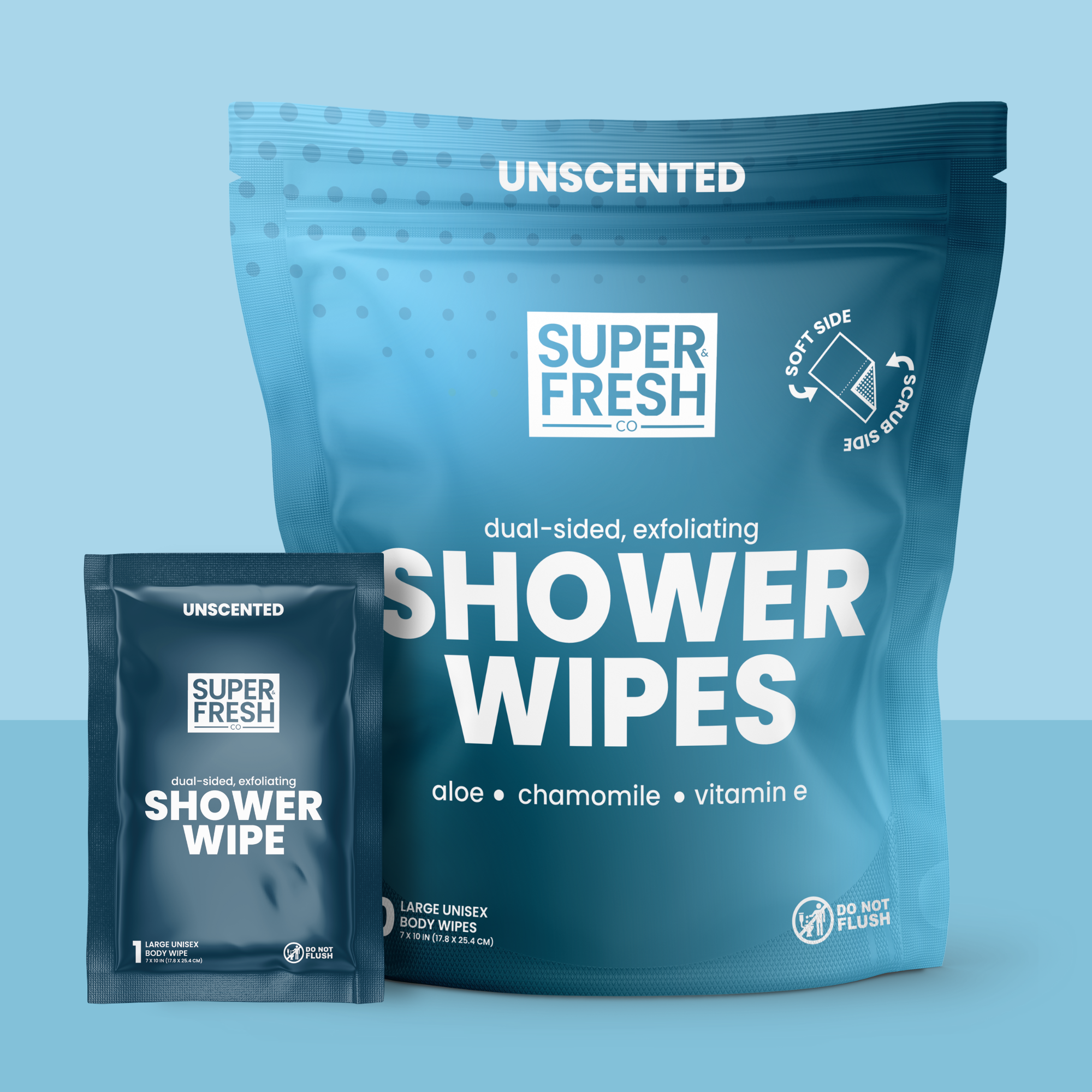 Super Fresh Shower Wipes - Dual-Sided Body Wipes
